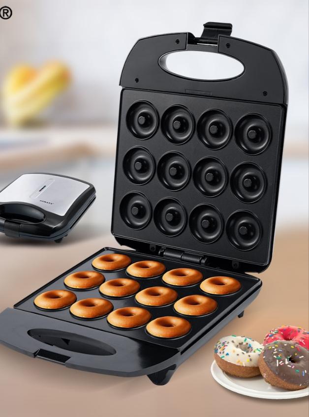 Home Donut Baker with 12 Non-Stick Wells and Heat Indicators