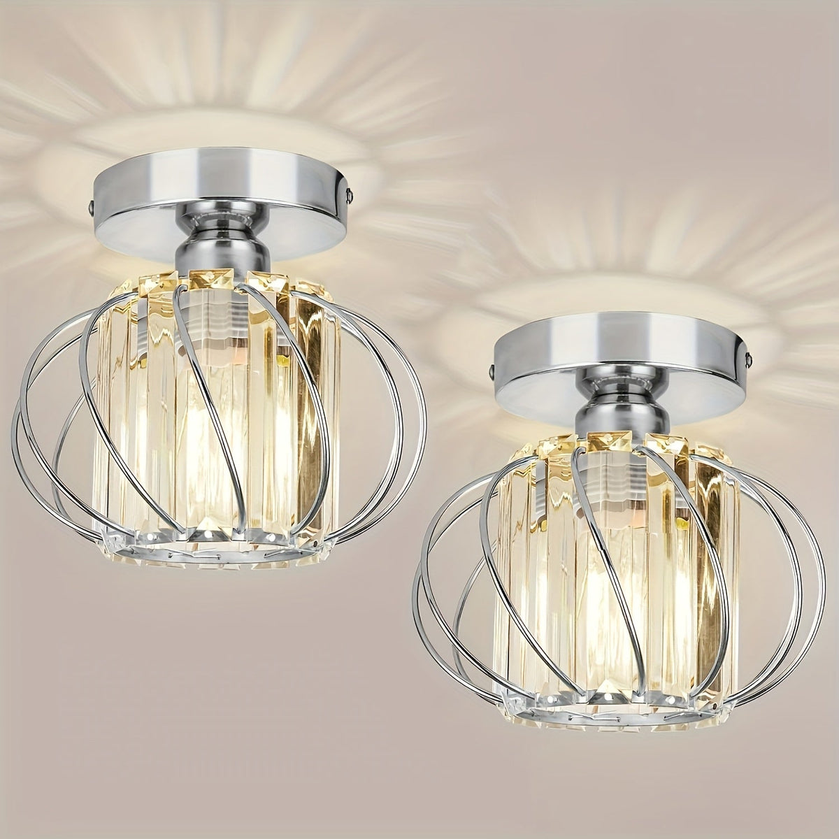 Modern Industrial Ceiling Light Fixture – Semi-Flush Mount with Glass Shade