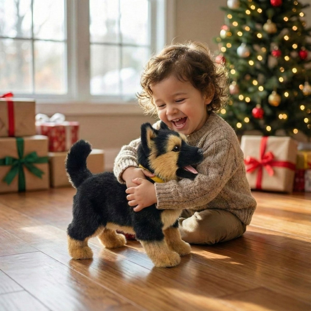 Walking and Barking Interactive Robot Puppy Toy - German Shepherd Design
