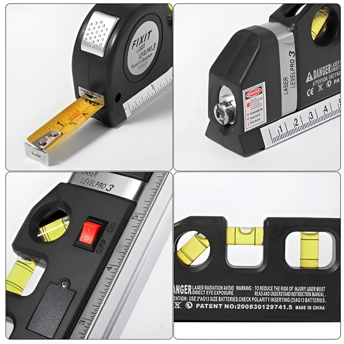 Precision Laser Level with 2.5M Measuring Tape and Versatile Modes