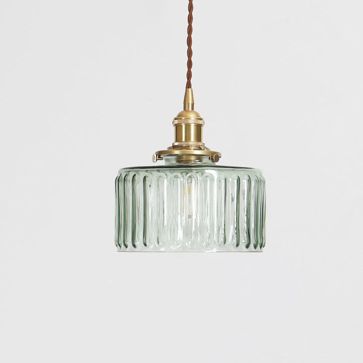 Vintage-Inspired Glass Pendant Light Fixture in Brass Finish