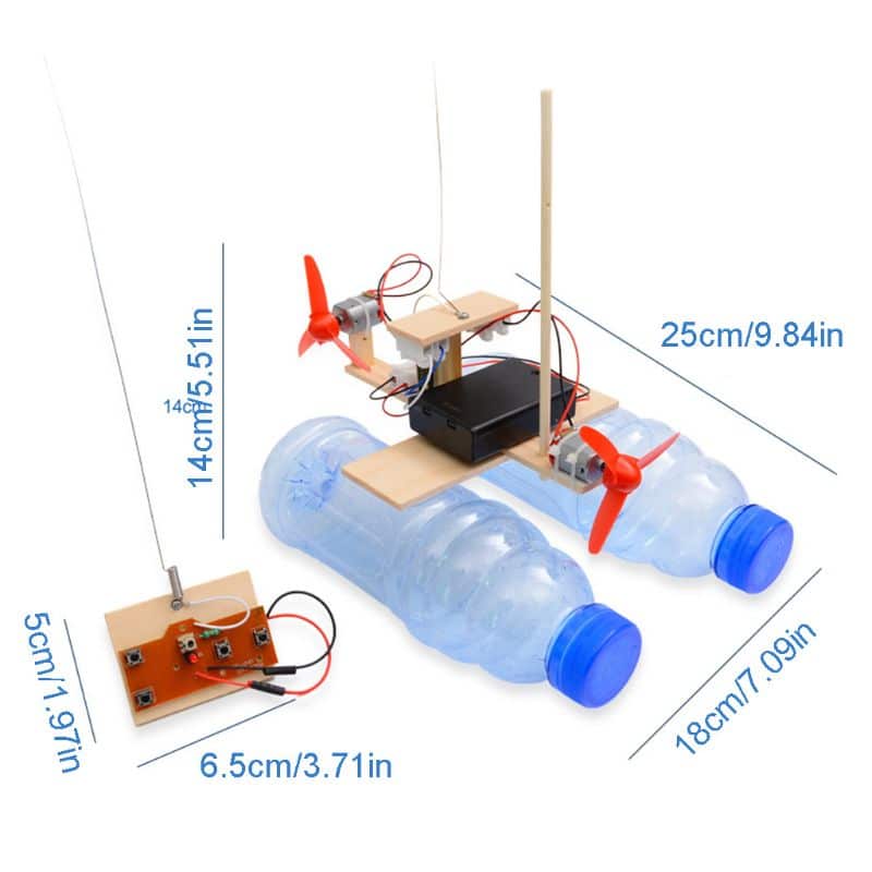 Remote Control Wooden Boat Toy for Kids – 18 x 25 cm Assembly Kit, AA Battery
