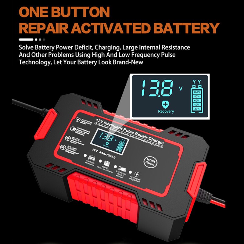 Smart 12V 6A Battery Restorer with LCD Monitoring