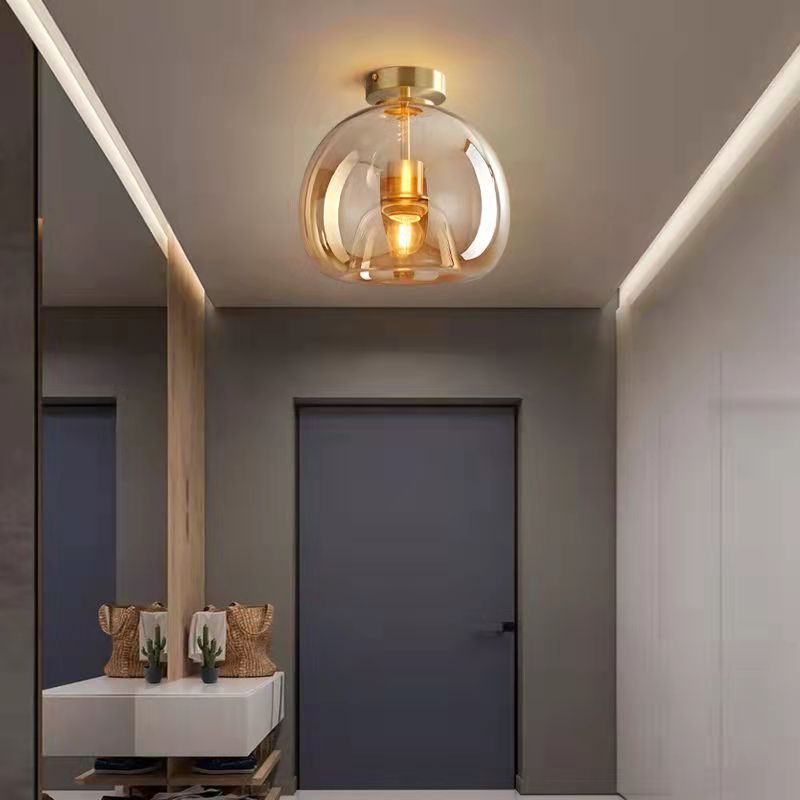 Smoke Gray Glass Semi-Flush Mount Ceiling Light – Elegant Design