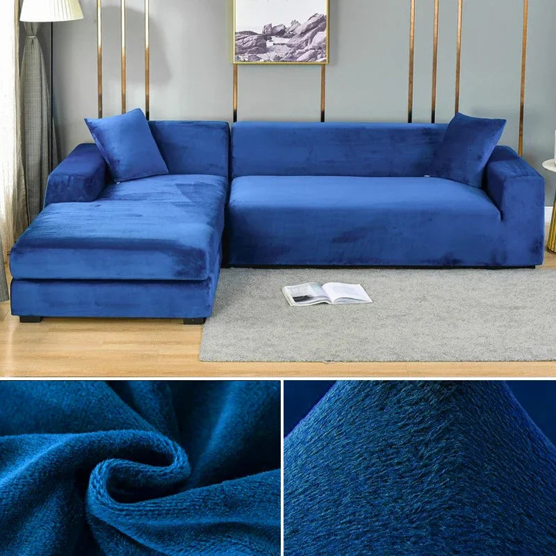 Stretch Fabric Sofa Cover in Velvet for Custom Fit and Complete Protection