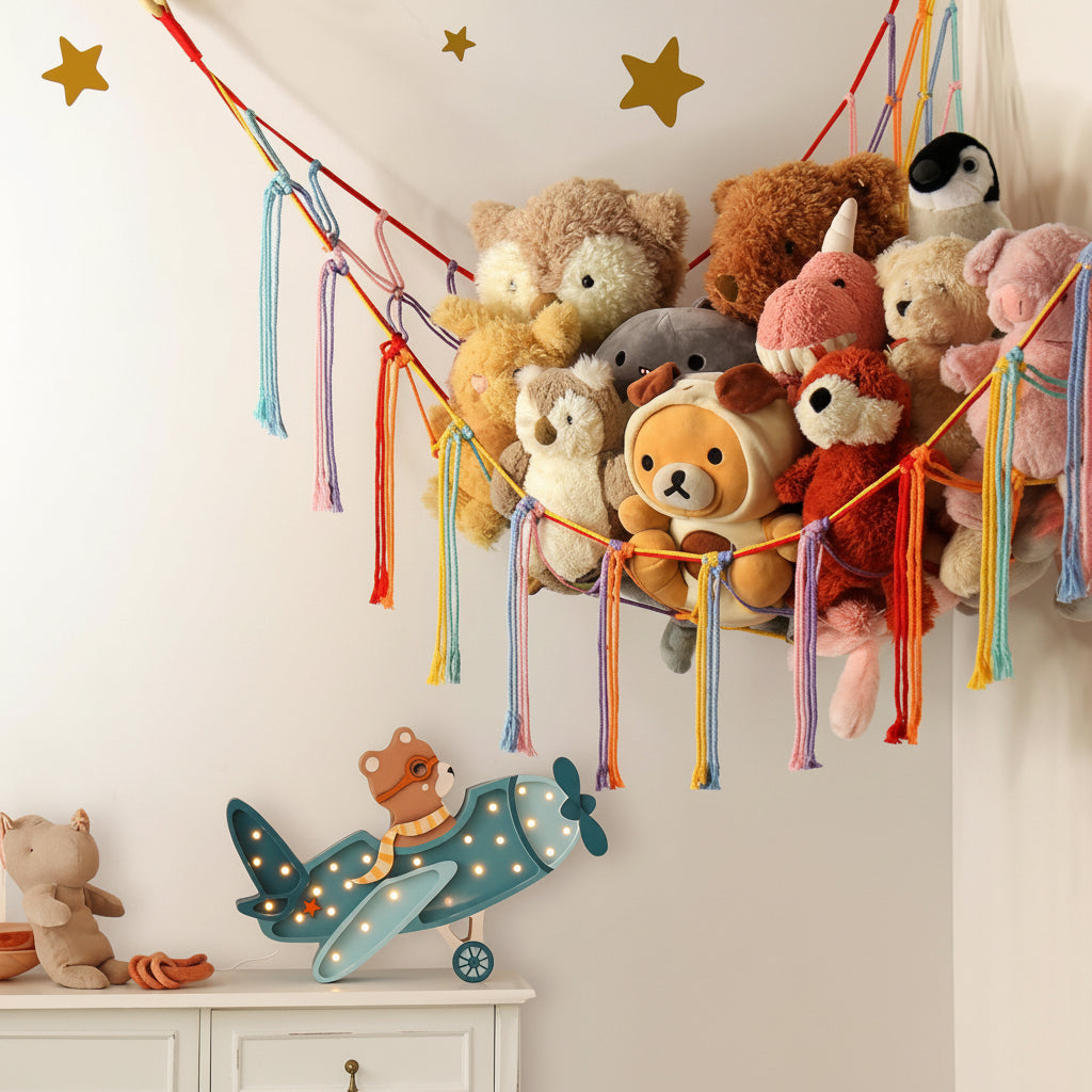 Durable Macrame Storage Hammock for Toys | Space-Saving Kids' Organizer