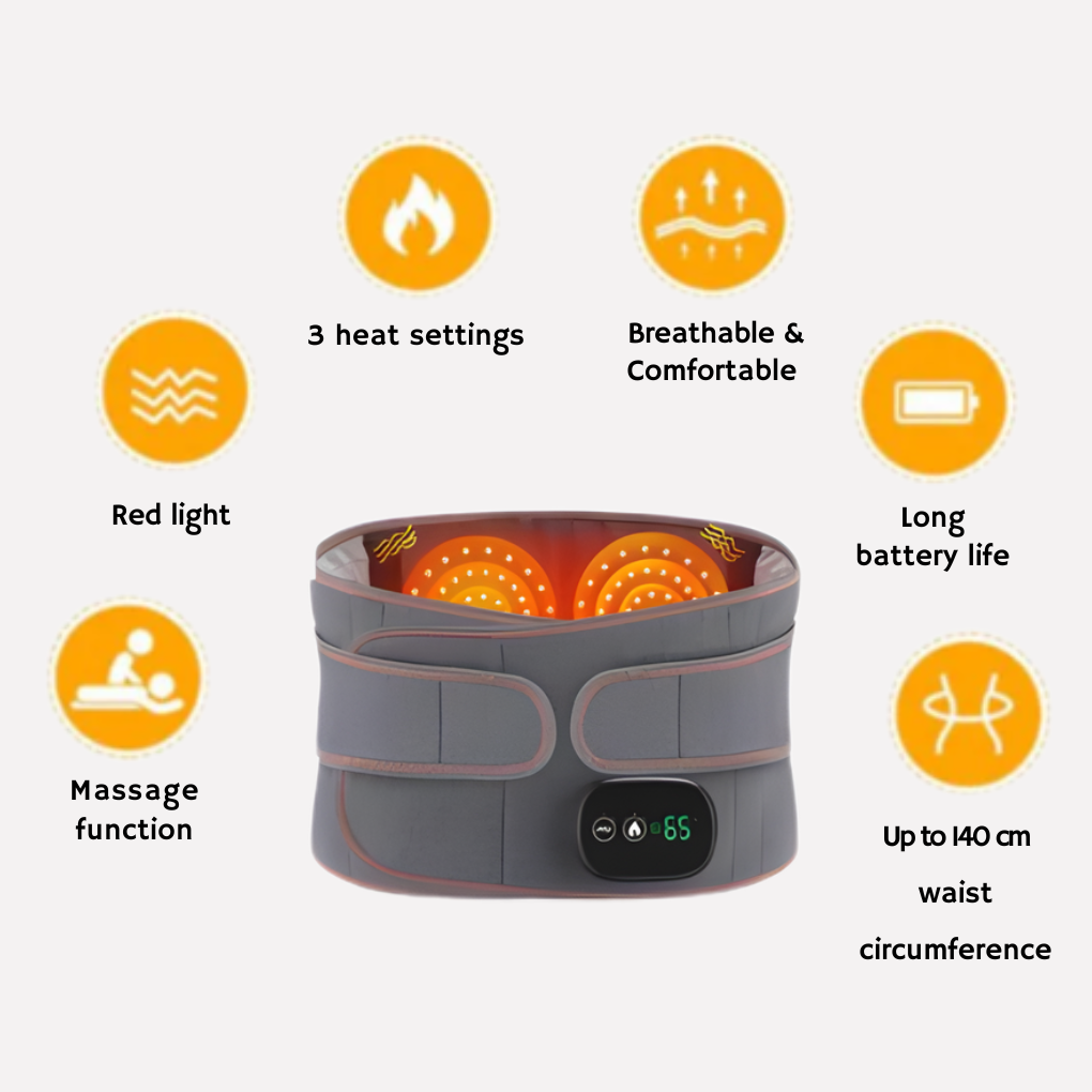 Heating Massage Belt with Red Light Therapy | Adjustable Fit for Muscle Relief