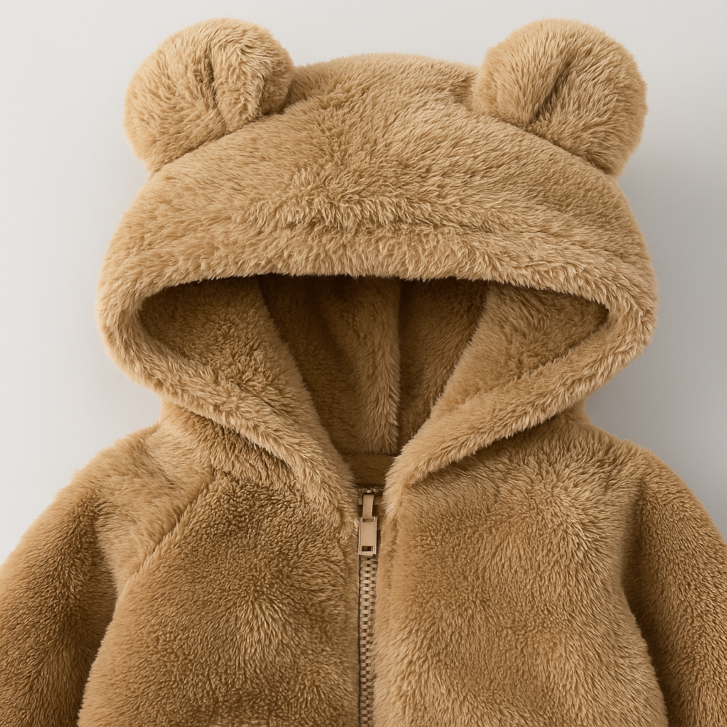 Teddy Jacket with Bear Ears in Soft Fabric