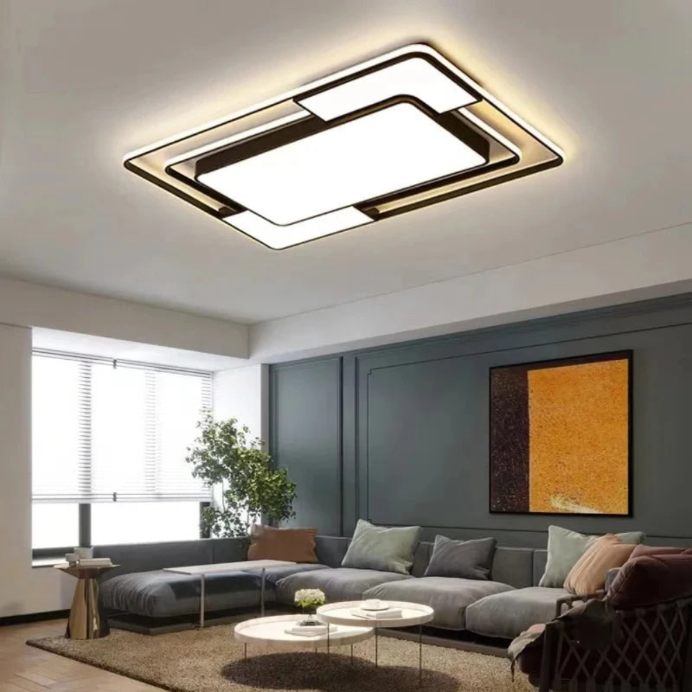 Geometric LED Ceiling Fixture with Remote & Brightness Control for Any Room