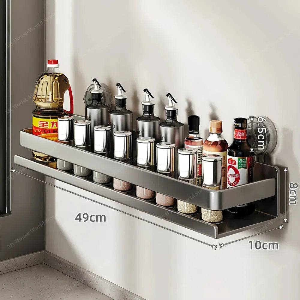 Adjustable Wall-Mounted Spice Rack Organizer for Home | Space-Saving Design