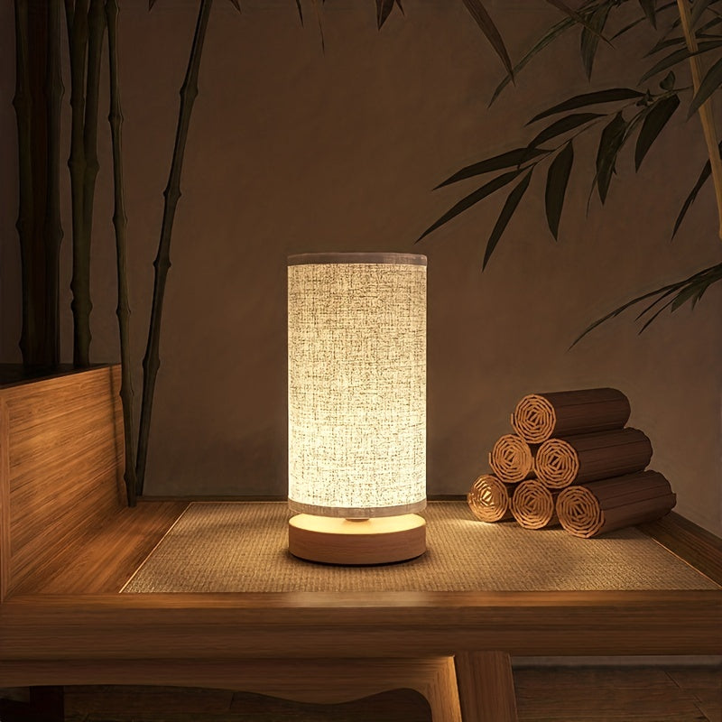 LED Table Lamp with Soft Linen Shade – USB-Powered for Cozy Rooms