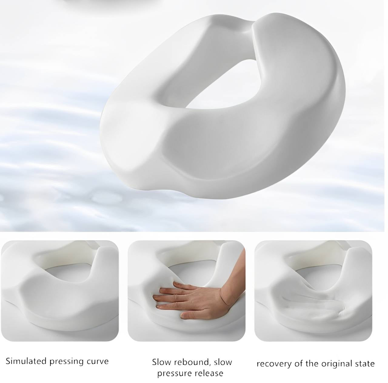 Ergonomic Comfort Cushion with Tailbone Relief and Non-Slip Base