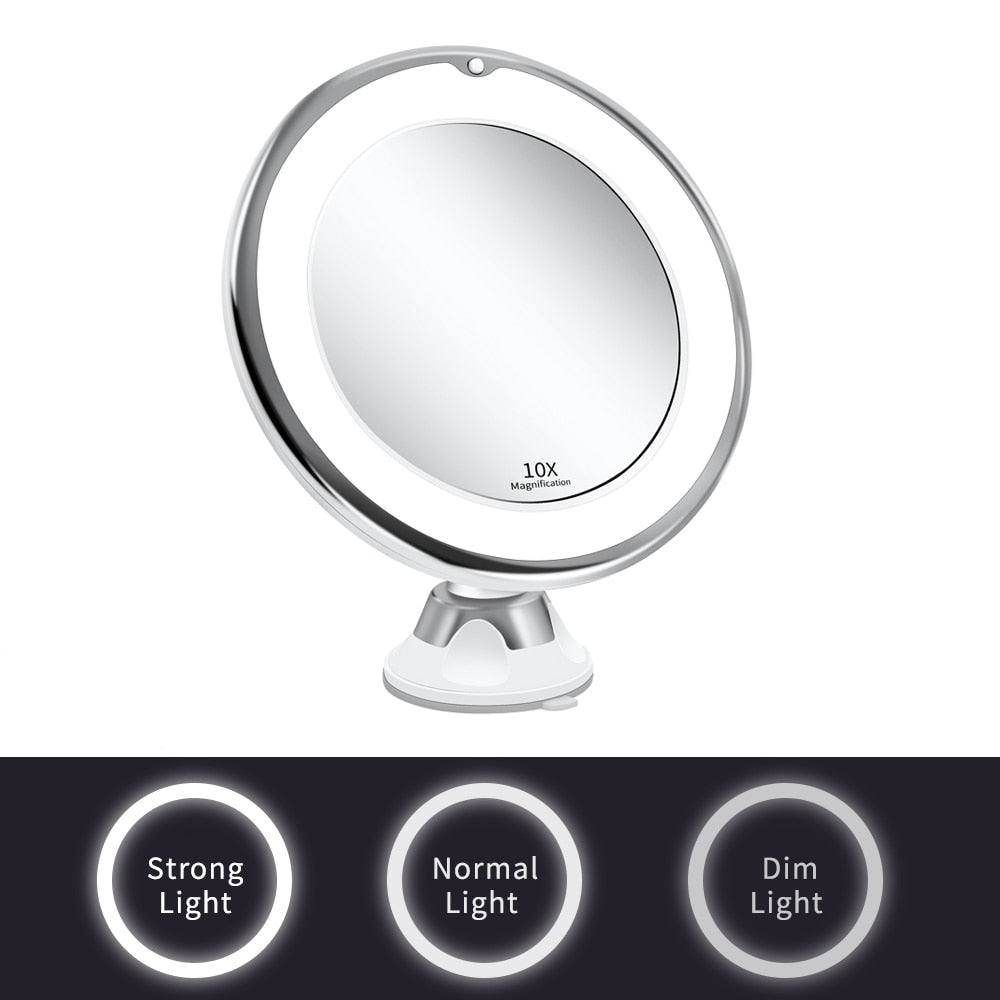 Illuminated Magnification Mirror with 360-Degree Rotation