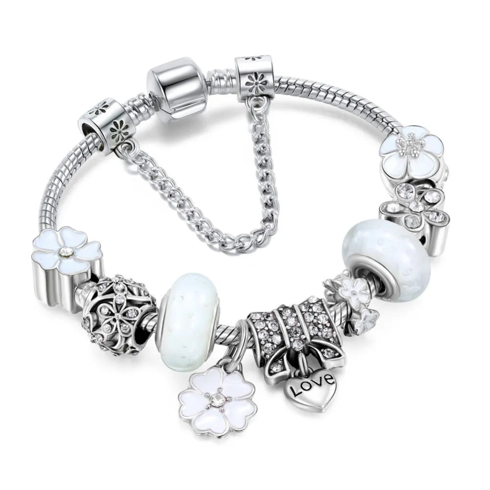 Peach Blossom Charm Bracelet – Adjustable Fit for Versatile Occasions