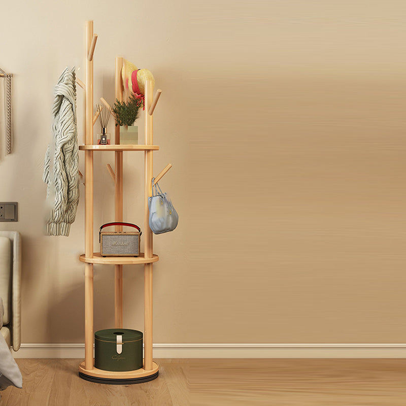 Minimalist Solid Pine Hall Tree Stand with Swivel Design