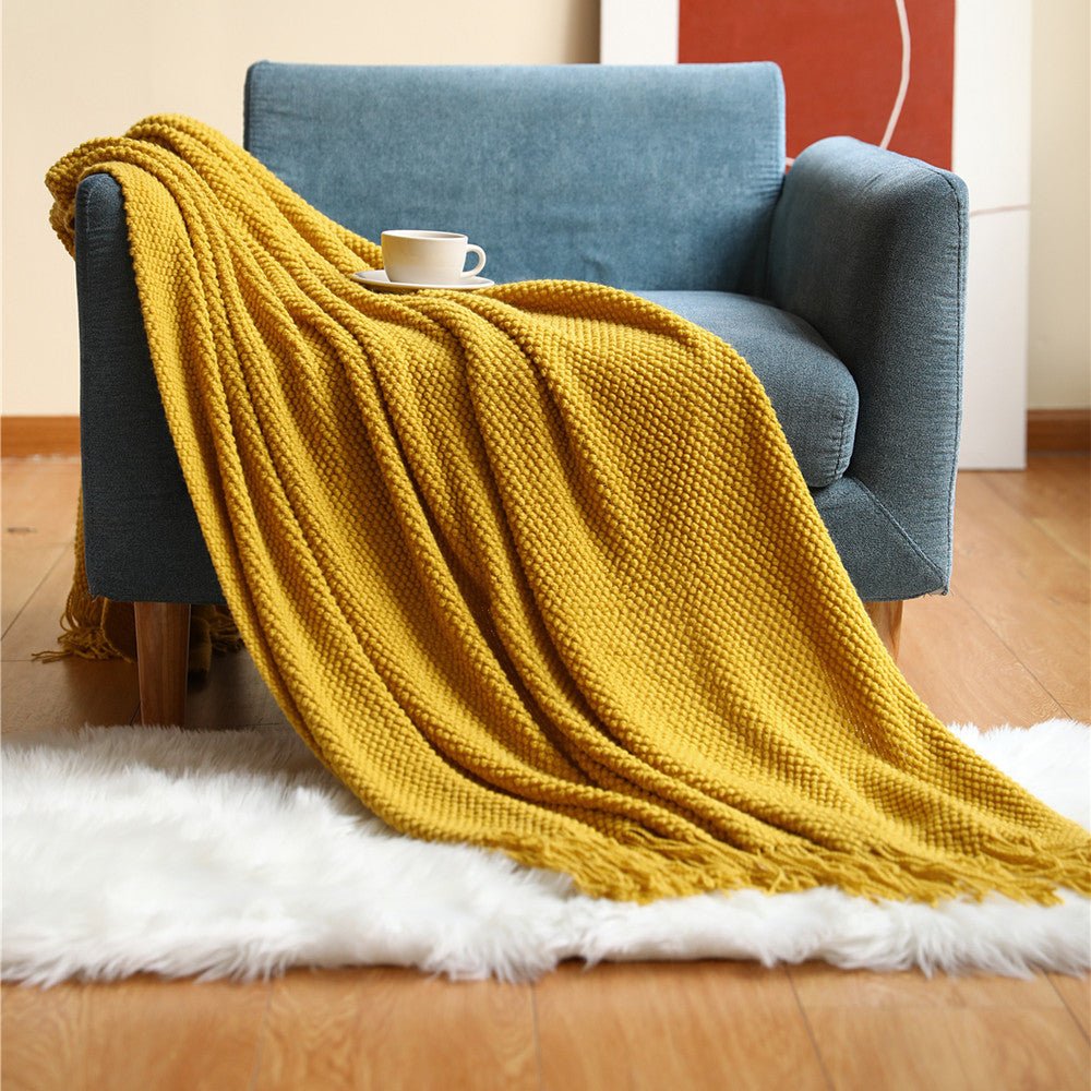 Chunky Knit Throw Blanket for All-Season Comfort – Soft and Cozy Design