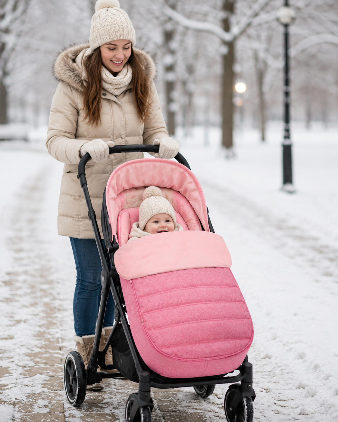 Weatherproof Infant Stroller Sleeping Bag - Footmuff with Harness Access for Winter Walks