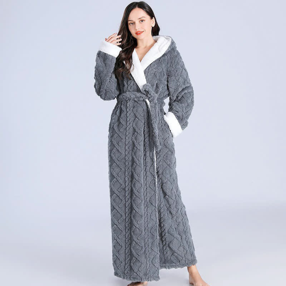 Soft Bathrobe with Hood – Cozy Plush Long Robe for Relaxation