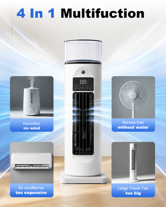 4-in-1 Evaporative Cooling Fan with Remote | Portable Room Air Cooler
