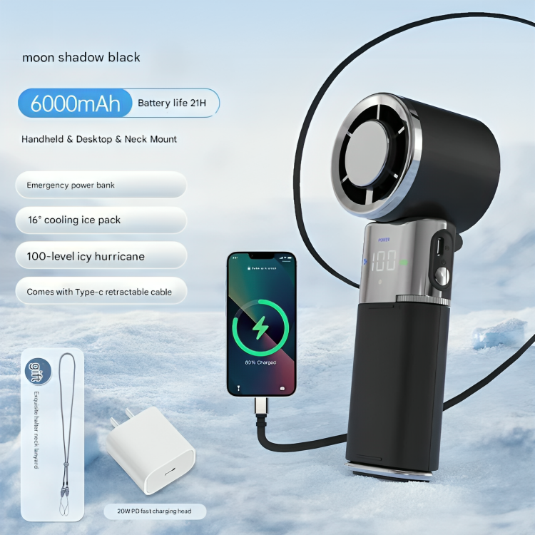 Handheld Battery-Powered Fan with Adjustable Airflow for Personal Cooling