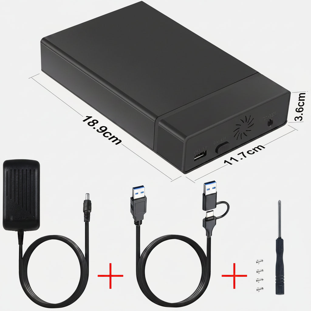 USB 3.0 SATA Hard Drive Adapter - Portable SSD Enclosure for 2.5 & 3.5 Inch Drives