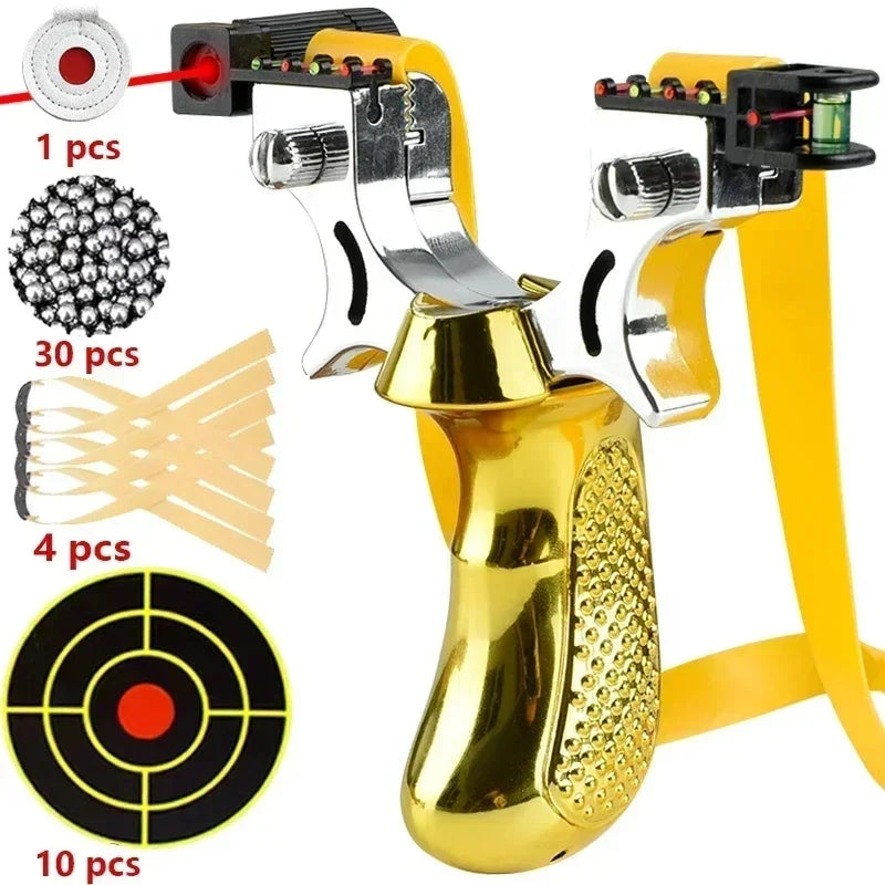 Lightweight Slingshot with Integrated Laser and Non-Slip Handle for Precision Targeting