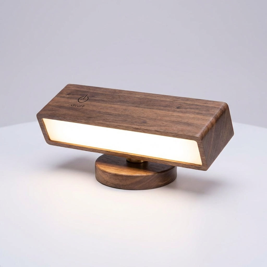 Touch Control LED Lamp with 360 Degree Rotation - Warm Wood Design