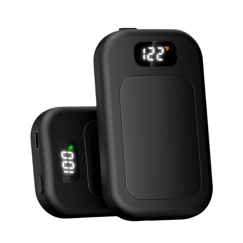 Dual Pack of Rechargeable Hand Warmers with LED Screen and Adjustable Heat