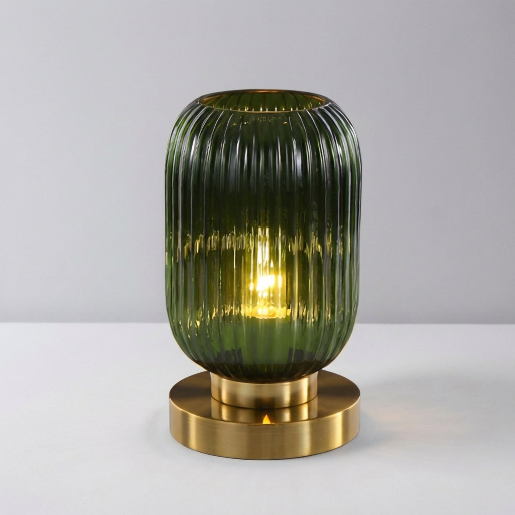 LED-Compatible Ribbed Glass Lamp | Stylish Design for Warm Atmosphere
