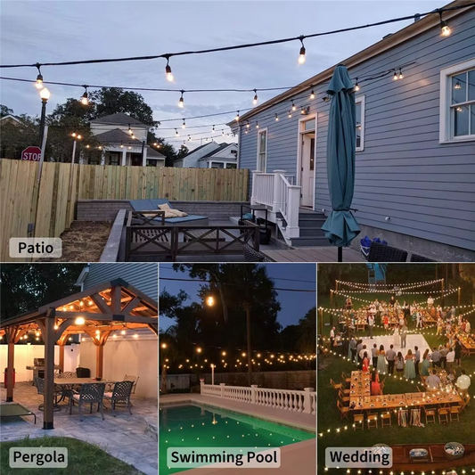 20ft Outdoor String Lights with Edison Bulbs – Waterproof Warm Glow