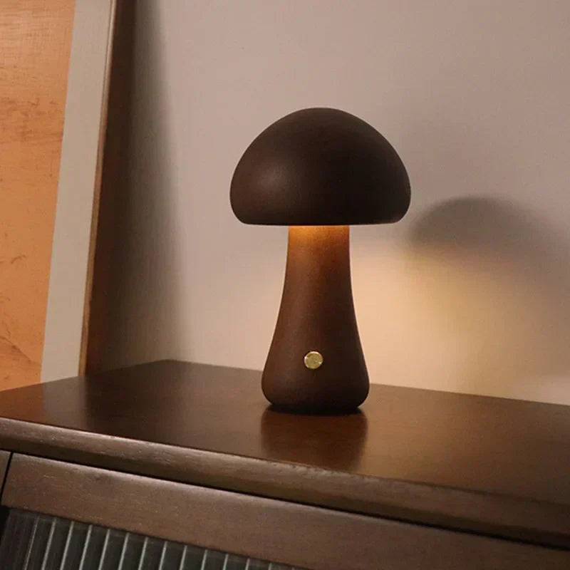Touch-Controlled Minimalist Table Lamp with Mushroom Design