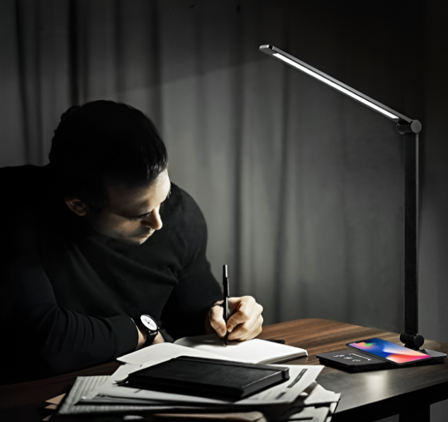 Touch-Controlled Black Desk Lamp with LED Lighting
