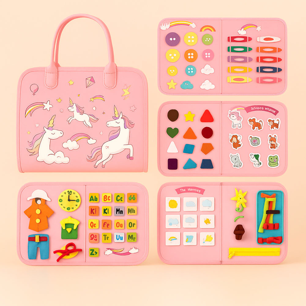 Montessori Activity Board for Toddlers with Portable Storage Case