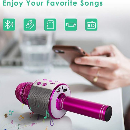 Wireless Karaoke Microphone with Voice Effects and Portable Speaker