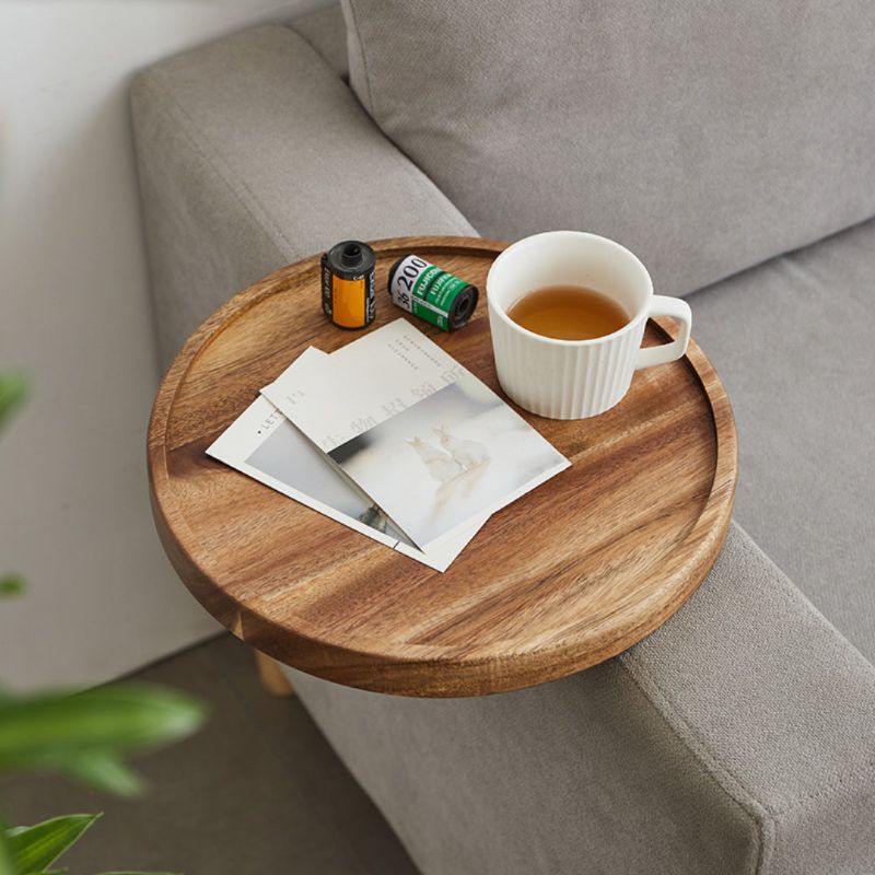 Compact Wooden Armrest Tray with Secure Clip Design