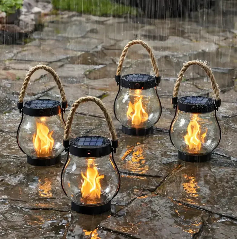 Solar Glow Lantern with Flickering Light & Dusk Sensor – 12-Hour Operation
