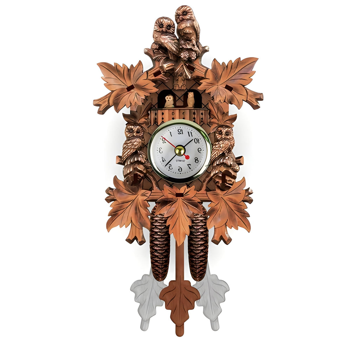 Handcrafted Wooden Wall Clock with Vintage Design and Detailed Carvings