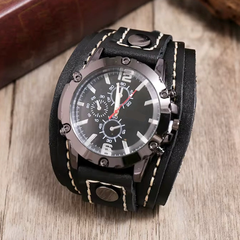 Classic Leather Watch with Luminous Hands – Elegant Everyday Timepiece