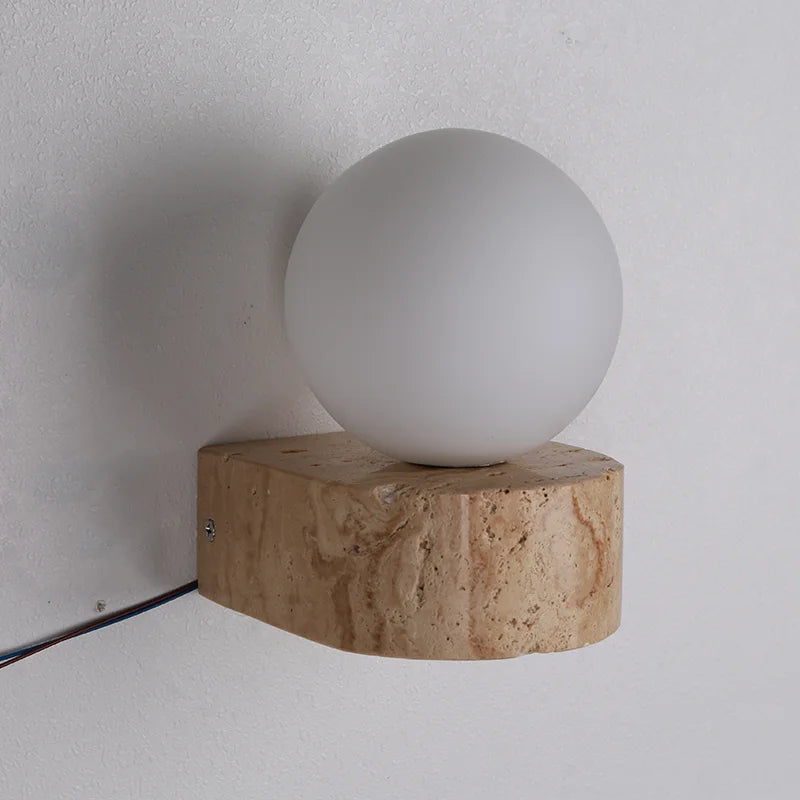 Modern Sconce for Serene Areas - Travertine Wall Lamp with Gentle Light