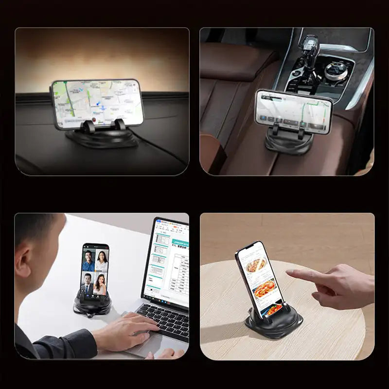360° Rotating Car Phone Mount with Secure Grip for Safe Driving
