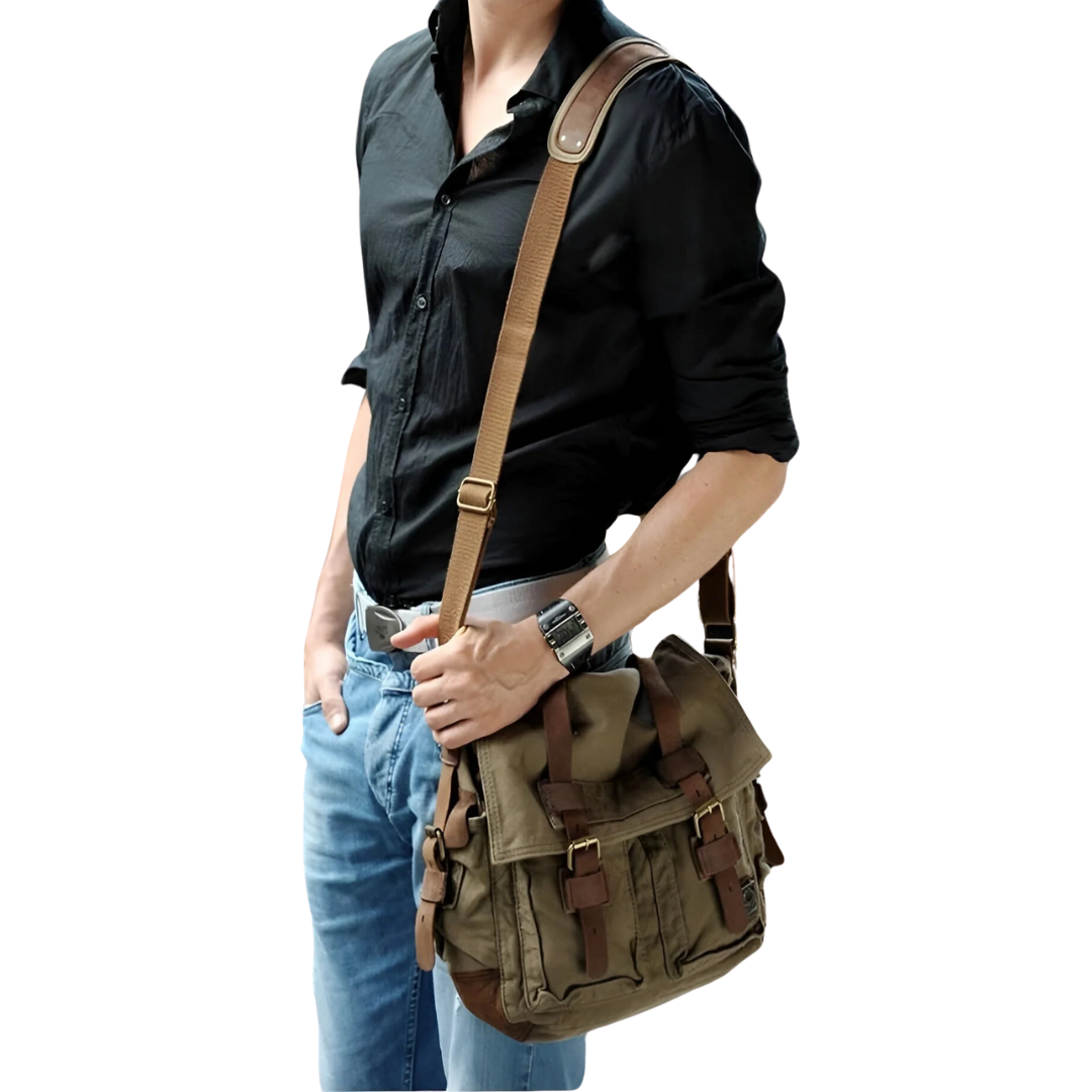 Men's Crossbody Canvas Bag - Versatile Design for Urban and Outdoor Use