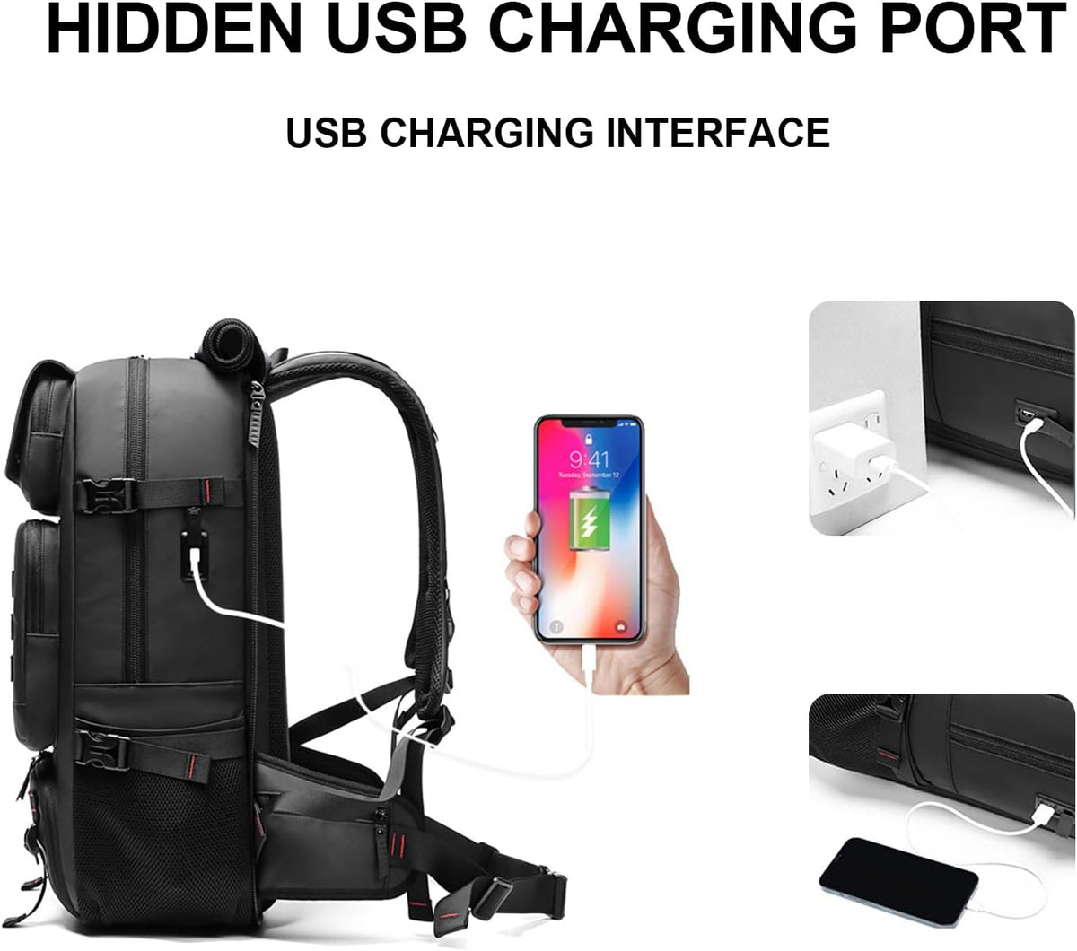 50L Multi-Functional Travel Backpack with USB Charging and Shoe Storage