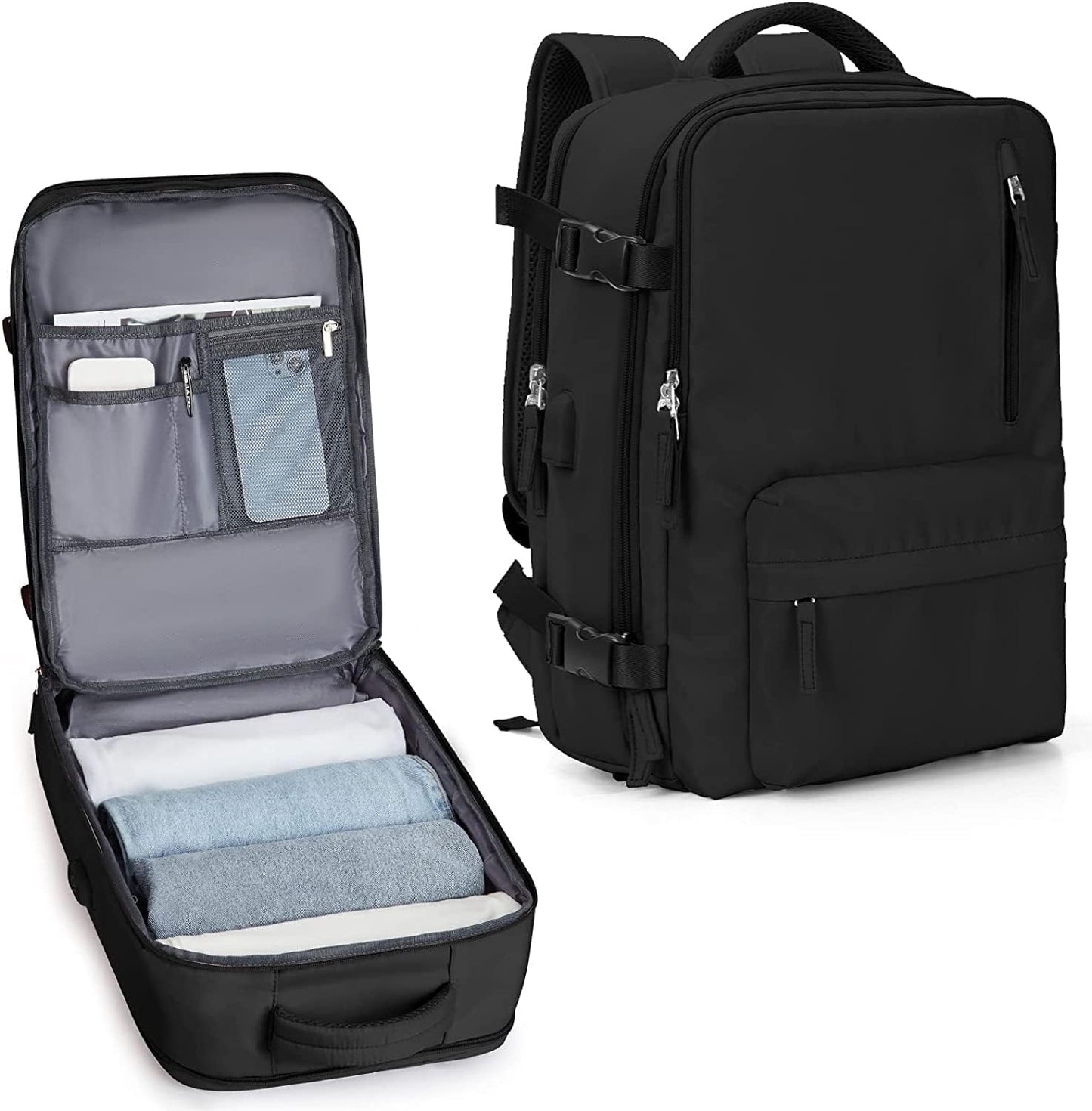 Waterproof Travel Backpack with Shoe Storage & USB Charging Port