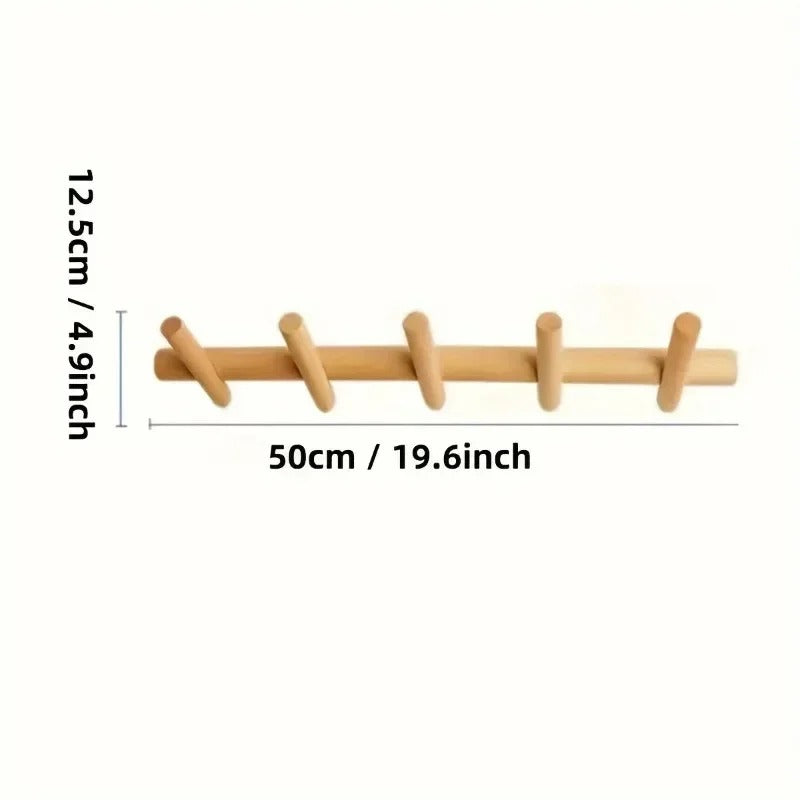 Scandinavian Style Coat Rack with 4 or 5 Hooks for Wall Storage