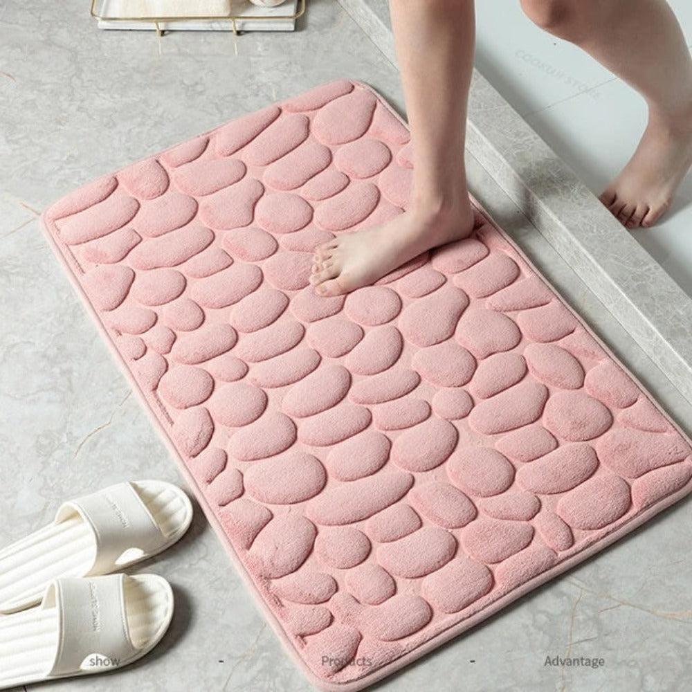 Quick-Drying Bath Mat with Non-Slip Pebble Design