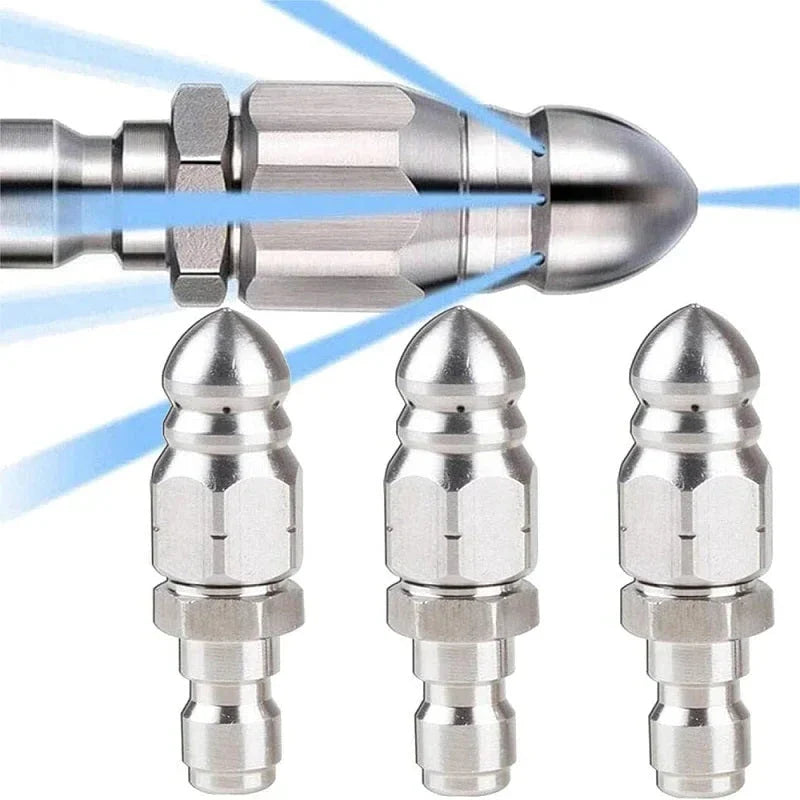 Pointed Tip Drain Cleaning Nozzle with Rotating Jet for Pressure Washers