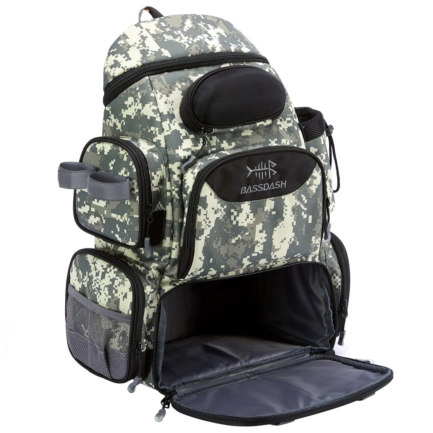 Fishing Gear Backpack - Waterproof Tackle Storage Bag with Rod Holder, Green, 15.7 x 7.9 x 19.7 in, for 3 Utility Boxes