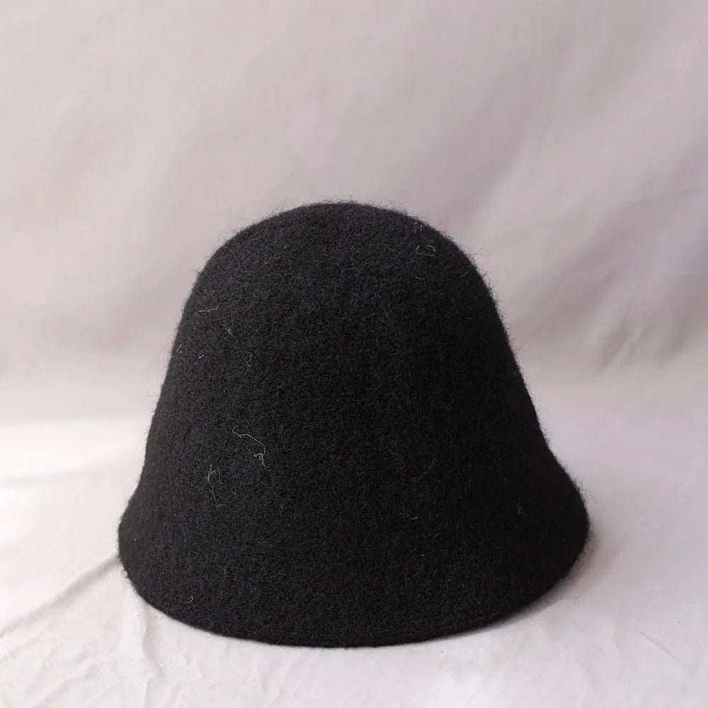 Foldable Vintage Fisherman Style Wool Bucket Hat for Women - Warm Cold Weather Accessory