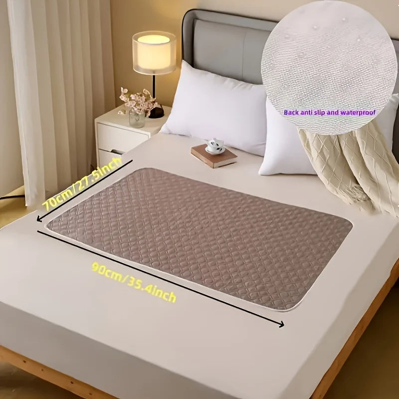 Reusable Waterproof Bed Pad with Non-Slip Backing - 4 Layers, 50x70cm or 70x90cm for Adults, Kids, and Pets