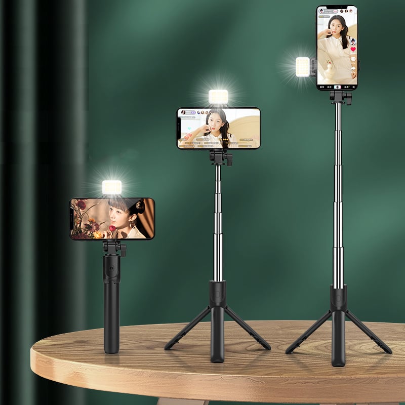 Extendable Wireless Selfie Stick with Tripod and Light